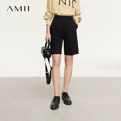Amii2025夏新款通勤西装裤女职业直筒裤轻羊毛显瘦休闲中裤商品大图