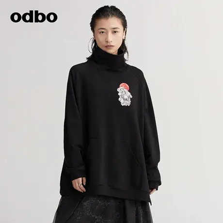 【商场同款】odbo/欧迪比欧秋冬新款卫衣女设计感小众上衣商品大图