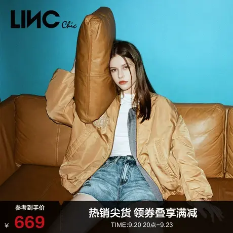 LINCCHIC金羽杰羽绒服女飞行员夹克轻薄短款羽绒服女冬Y22802010商品大图