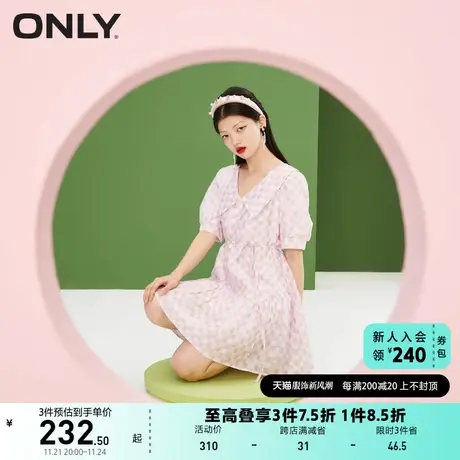 ONLY奥莱夏季气质甜美A字娃娃领收腰显瘦连衣裙女图片