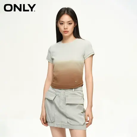 ONLY奥莱夏季潮流时尚渐变螺纹圆领修身短款T恤女图片