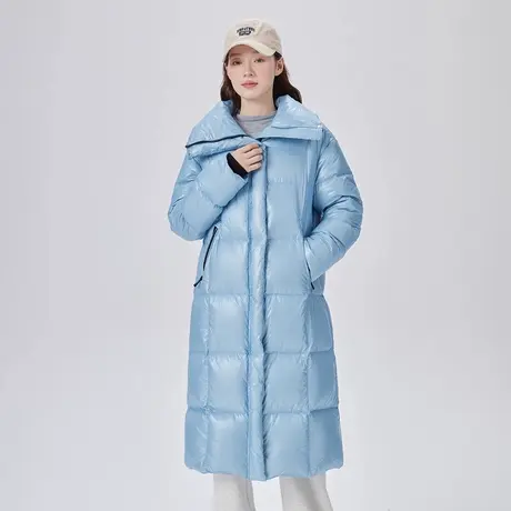 【直播】艾莱依亮色羽绒服女爆款加厚立领长款防风保暖户外外套冬商品大图