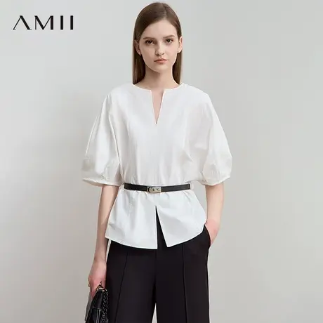 AMII【法式气质通勤衬衫】气质商务通勤衬衣显瘦衬衫女配送皮带商品大图