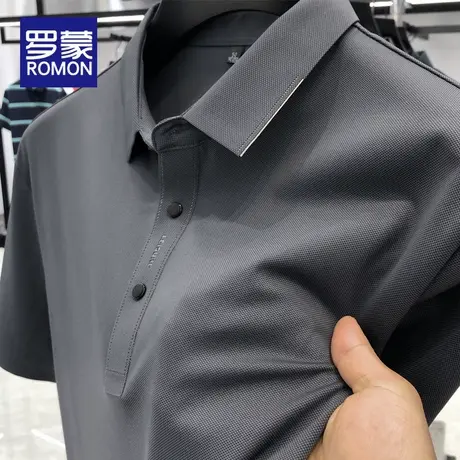 罗蒙男士短袖polo衫冰丝夏季薄款2025新款弹力商务休闲带领t恤男商品大图