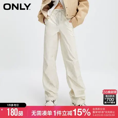 ONLY夏季时尚休闲通勤宽松满印立体显瘦褶皱脚口抽绳休闲裤子女商品大图