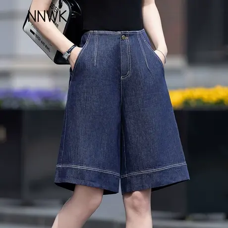 高腰牛仔短裤女夏季中裤小个子6分2025新款五分裤女薄款5分阔腿裤图片