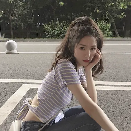 大码胖妹妹泫雅风露背bm上衣夏2025新款蝴蝶结绑带条纹短袖t恤女商品大图