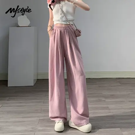 MJ STYLE阔腿裤女夏高腰休闲裤垂感直筒裤小个子慵懒风奶芙山本裤商品大图