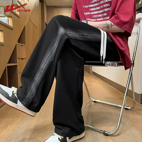 回力冰丝裤子男士夏季薄款美式潮牌直筒运动裤男生宽松阔腿休闲裤商品大图