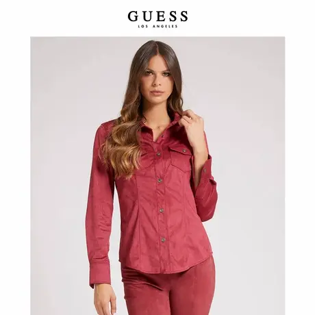 GUESS性感百搭复古年代感翻领衬衫上衣外套图片