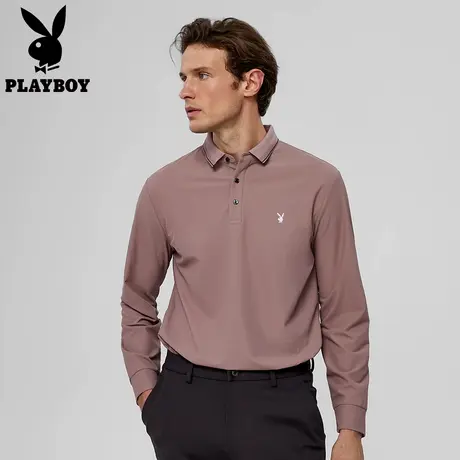 【菠萝纹】花花公子高级长袖POLO衫男士款透气翻领中年爸爸装上衣图片