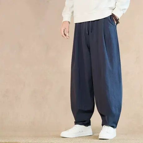 夏季中式亚麻休闲裤阔腿裤中国风男士棉麻太极灯笼裤汉服裤道服裤商品大图