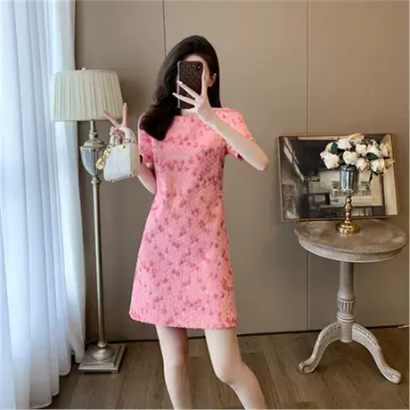 爵莱菲2025夏季裙子女洋气小众时尚减龄刺绣好看连衣裙设计感大码商品大图