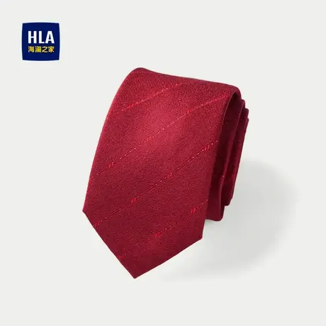 HLA/海澜之家含羊毛领带25新含桑蚕丝细腻精致大红条纹婚庆领带男商品大图