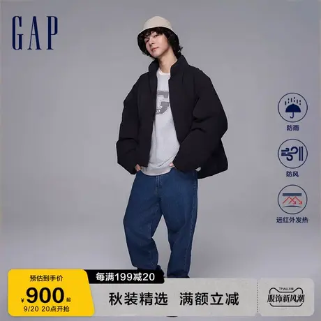 Gap男女装冬季2023新款防风雨短款廓形羽绒服720836保暖面包服图片