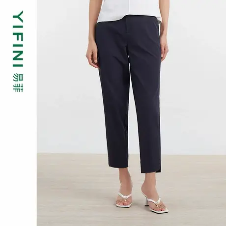 [专柜同款]Yifini/易菲斜纹仿棉凉感面膜裤小脚九分裤休闲裤商品大图
