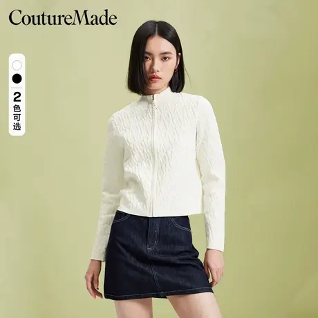 Vero Moda针织开衫春季休闲立体字母半高领拉链外套女324124018商品大图