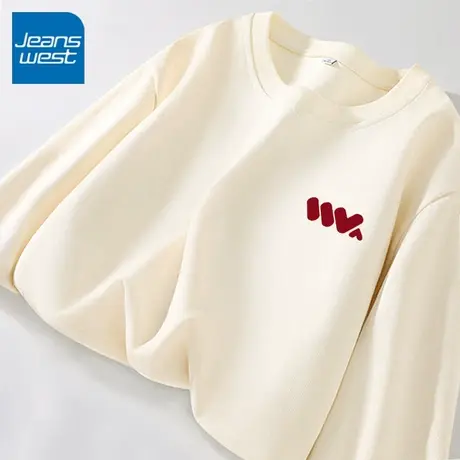 KV真维斯杏色圆领卫衣女2025新款爆款春秋宽松慵懒风薄款外套上衣商品大图