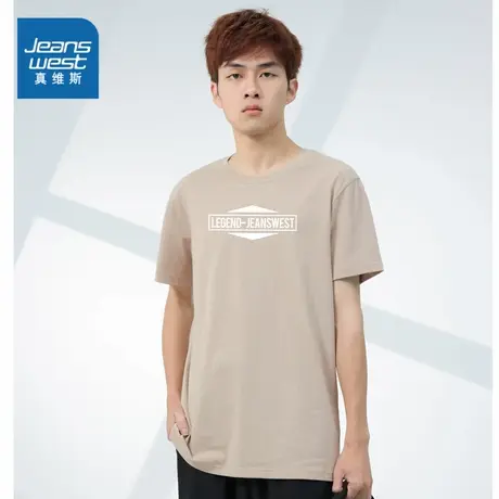 DE真维斯男装字母印花圆领短袖T恤 2025夏季新款 男款半袖体恤衫图片