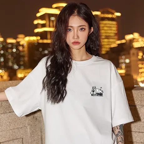 Nuthink小众潮牌T恤男潮日系简约潮流大码短袖宽松半袖上衣夏季商品大图