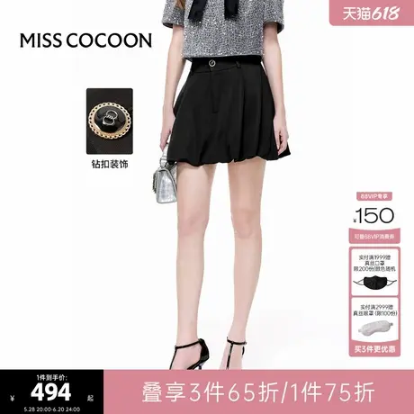 张萌明星同款 可可尼COCOON2025夏季新款千金风裤裙高腰花苞短裤商品大图