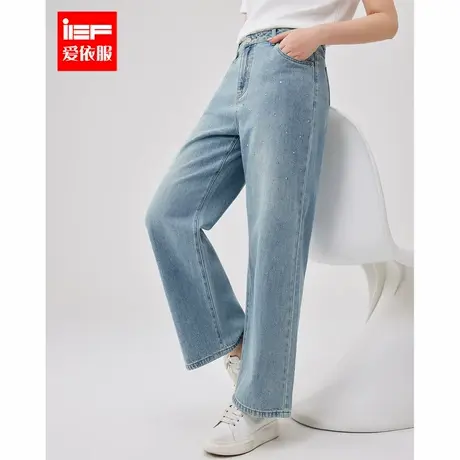 IEF/爱依服2025春季新款时尚百搭小众设计垂感大码显瘦牛仔阔腿裤商品大图