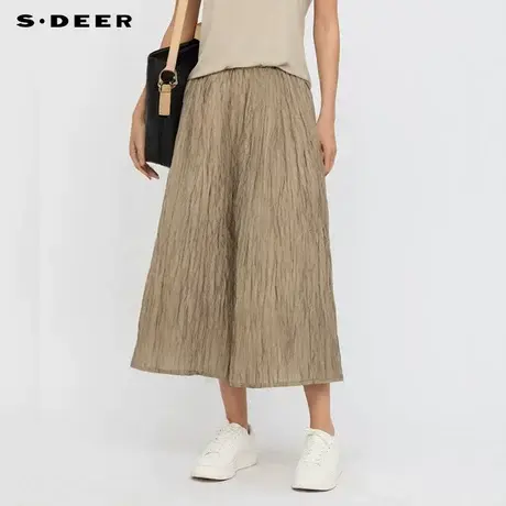 sdeer圣迪奥女装25年新品度假风松紧高腰肌理A字伞裙S252Z1109商品大图
