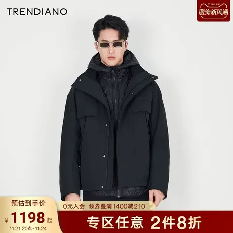 TRENDIANO官方男装冬季新款宽松短款羽绒服外套图片