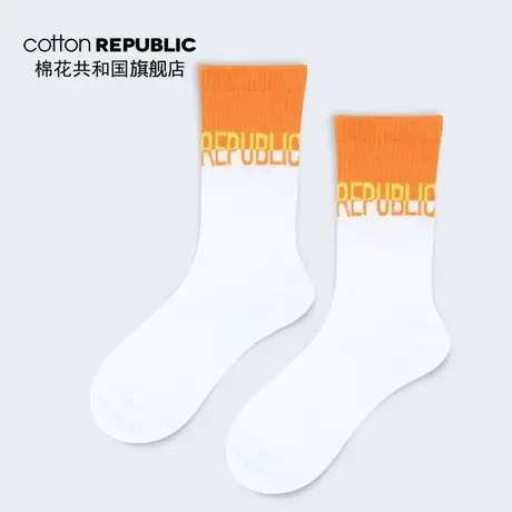 Cotton Republic/棉花共和国2021情侣款女士中筒袜撞色清新休闲袜商品大图