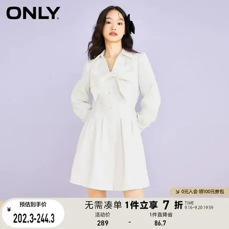 ONLY奥莱夏季法式收腰显瘦甜美蝴蝶结短款连衣裙女商品大图