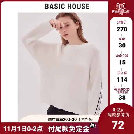 Basic House/百家好春季女装明星同款宽松针织毛衣女韩版HTKT121I商品大图