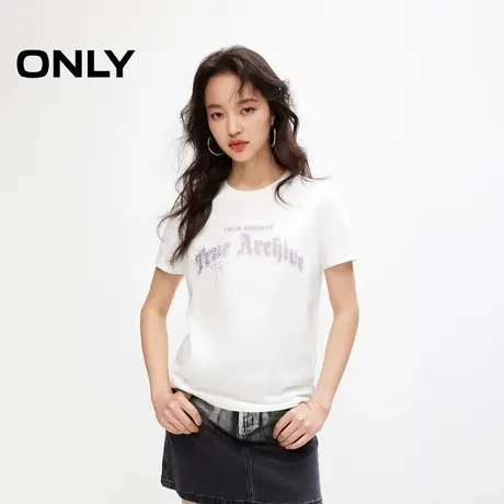ONLY奥莱夏季时尚休闲正肩字母图案圆领T恤女图片