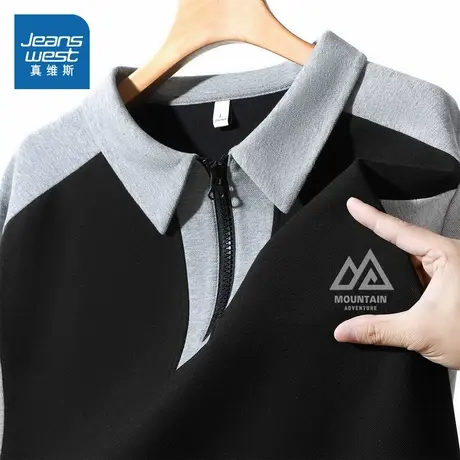 JR真维斯男装重磅空气层短袖POLO衫2025秋新品撞色翻领男生上衣图片
