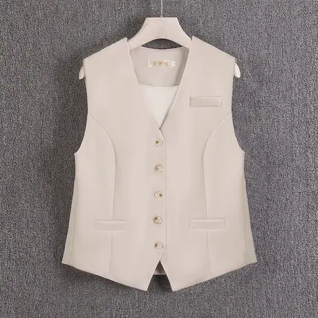 西装马甲女小背心春夏秋薄新款修身外搭坎肩短款无袖外穿V领马夹商品大图