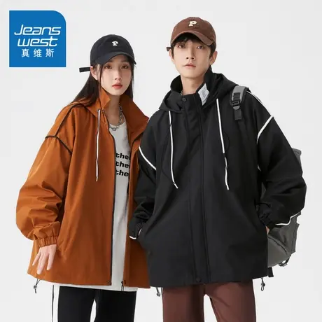 N5真维斯外套男2025秋季新款美式潮牌情侣宽松男士春秋装休闲夹克商品大图