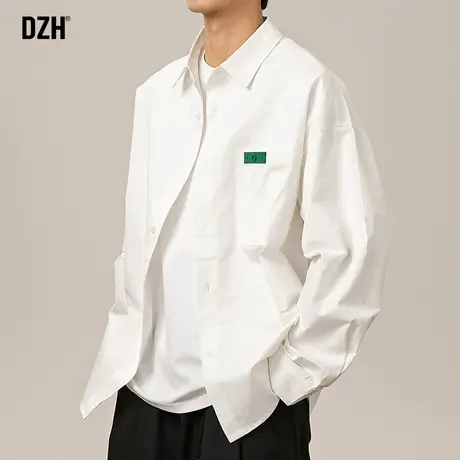 男士白色长袖衬衫男春季纯棉冷淡系高级感衬衣2025年新款休闲外套商品大图