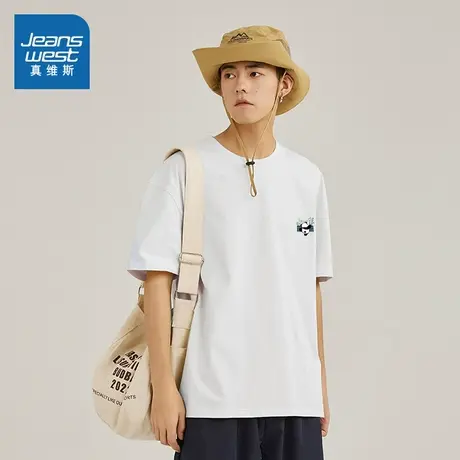 JR真维斯男装半袖宽松纯棉上衣 2025春季新款 青年学生短袖T恤潮图片
