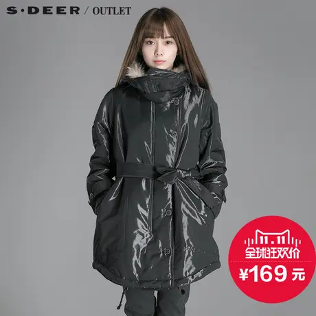 s.deer【上新】圣迪奥专柜正品女装弧度摆光泽感棉衣S12481977图片
