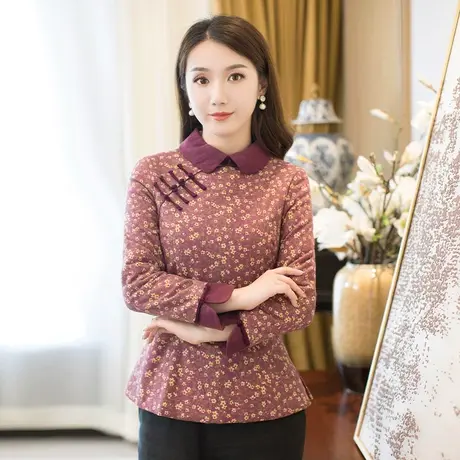 筠雅冬季唐装女装中国风棉衣棉服旗袍式上衣中式棉袄盘扣复古外套商品大图