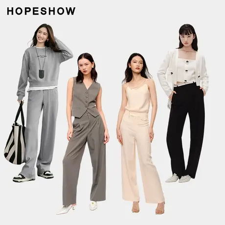 红袖outlets慵懒氛围感套装直筒裤2024夏新款图片