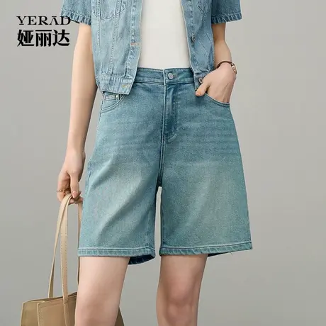 娅丽达夏季直筒牛仔短裤女薄款宽松显瘦裤子2025新款休闲五分裤图片