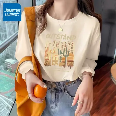 KV真维斯纯棉长袖t恤女2025新款 春秋季内搭女士小个子上衣可外穿图片