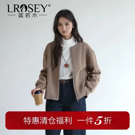 蓝若水大码女装休闲加绒卫衣外套微胖mm秋装宽松双拉链夹克上衣图片