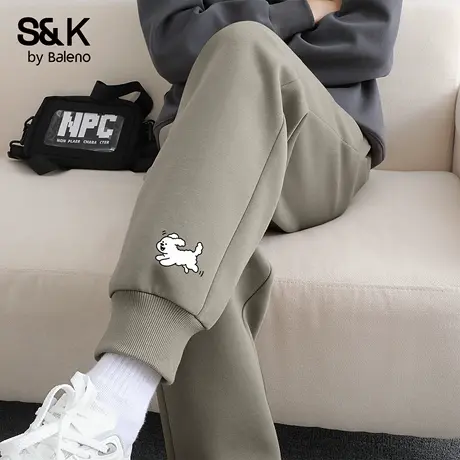 班尼路S&K小狗印花裤子男秋季重磅美式复古卫裤运动裤男生运动裤商品大图
