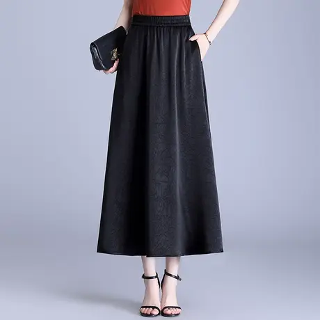 2025夏季新款醋酸印花长裙半身裙女高腰显瘦气质垂感a字大摆裙子商品大图