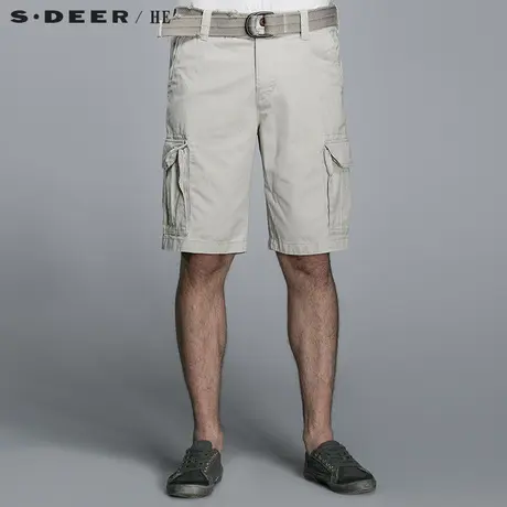 S.Deer/He【惠】圣迪奥男装休闲工装感毛边男士中裤H14270784图片
