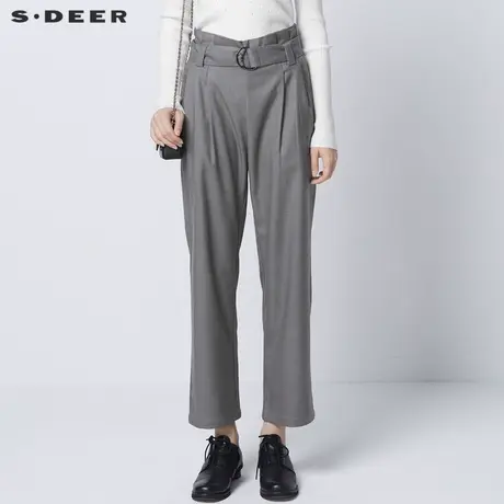 sdeer圣迪奥系带高腰直筒通勤韩版休闲初秋长裤S21360822图片