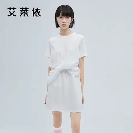 艾莱依时尚高级感连衣裙女夏季新款法式小众白色女士休闲温柔裙子商品大图