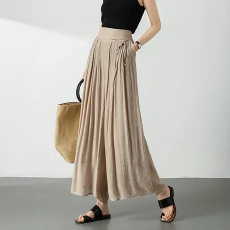 时尚气质休闲裤2024年夏季新款女宽松简约休闲百搭禅意风慵懒裙裤商品大图