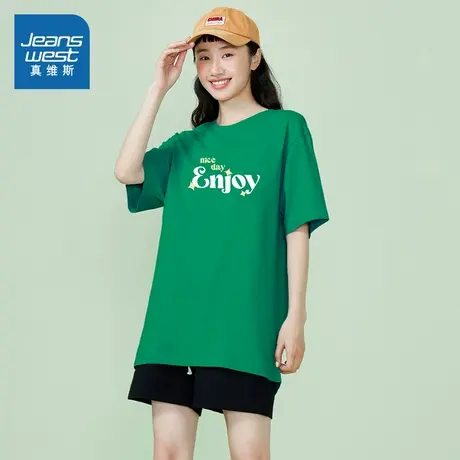 ZC真维斯衣服2025春季新款 宽松时尚印花男女同款圆领短袖T恤上衣商品大图